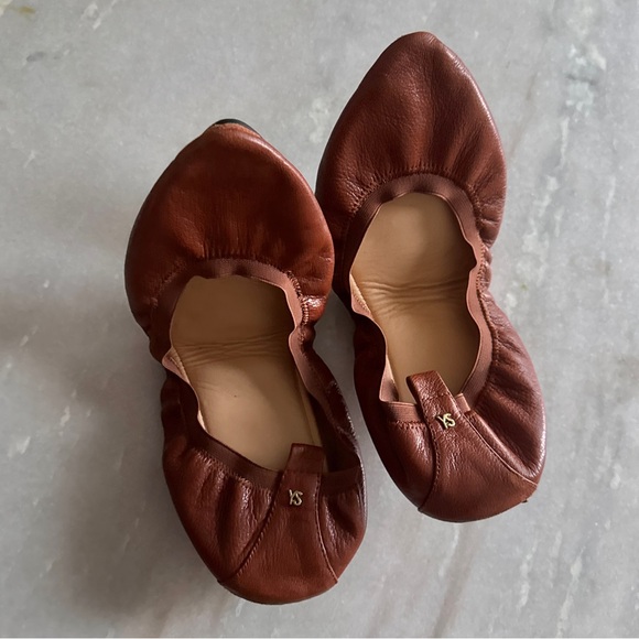 Yosi Samra Vienna Foldable Ballet Flat in Whiskey Leather - Size 10 - Picture 1 of 7